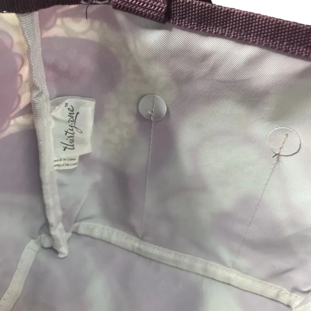 Thirty-One All-In Organizer Mini Utility Tote Bag Plum Awesome Blossom Purple